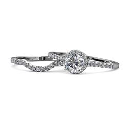 Lore Semi Mount Halo Bridal Set Ring Diamond Semi Mount Halo Engagement Ring Setting Matching Diamond Band ctw K White Gold