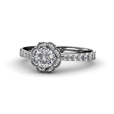 Florus Semi Mount Floral Halo Engagement Ring