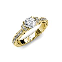 Anora Signature Semi Mount Engagement Ring Diamond Four Prong Semi Mount Bubble Cable Engagement Ring SI I G H ct tw in K Yellow Gold