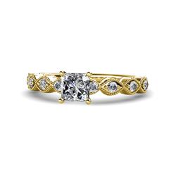 Amaira Semi Mount Twisted Engagement Ring Diamond Four Prong Semi Mount Twisted Engagement Ring VS SI F G with Milgrain Work in K Yellow Gold