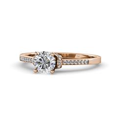 Enlai Semi Mount Engagement Ring Diamond Four Prong Semi Mount Engagement Ring VS SI F G cttw in K Rose Gold