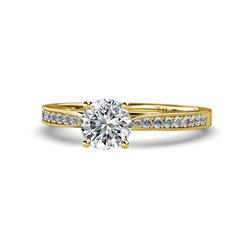 Aleen Semi Mount Engagement Ring Diamond Four Prong Semi Mount Engagement Ring VS SI F G with Milgrain Work cttw in K Yellow Gold