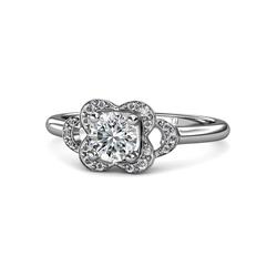 Kyra Signature Semi Mount Floral Engagement Ring Diamond Four Prong Semi Mount Floral Engagement Ring VS SI G cttw in K White Gold