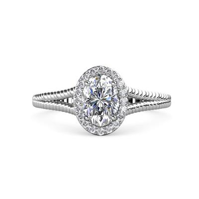 Deborah Desire Oval Shape Semi Mount Split Shank Halo Engagement Ring