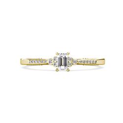 Greta Desire Emerald Cut Semi Mount Engagement Ring Round Diamond ctw Semi Mount Womens Engagement Ring Setting K Yellow Gold