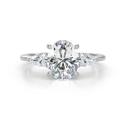 Leah Semi Mount Hidden Halo accented ctw Lab Grown Diamond Pear and Round shape Women Engagement Ring