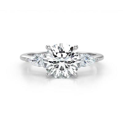 Leah Semi Mount Hidden Halo accented ctw Lab Grown Diamond Pear and Round shape Women Engagement Ring
