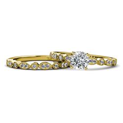 Siena Semi Mount Marquise and Dot Bridal Set Ring Diamond Four Prong Semi Mount Marquise and Dot Engagement Ring Setting Matching Diamond Band ctw K Yellow Gold