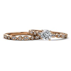 Siena Semi Mount Marquise and Dot Bridal Set Ring Diamond Four Prong Semi Mount Marquise and Dot Engagement Ring Setting Matching Diamond Band ctw K Rose Gold