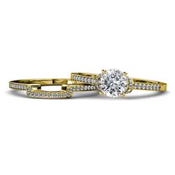 Nessa Semi Mount Bridal Set Ring Diamond Four Prong Semi Mount Engagement Ring Setting Matching Diamond Band ctw K Yellow Gold