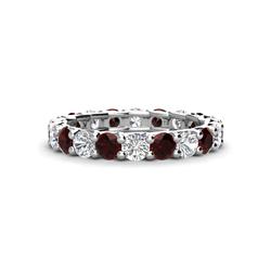 Laida Red Garnet and Diamond Eternity Band Red Garnet and Diamond ctw Womens Eternity Ring Stackable K White Gold