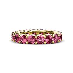 Lucida Round Pink Tourmaline U Prong Eternity Band Pink Tourmaline Gallery Womens Eternity Band ctw K Yellow Gold