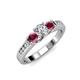 2 - Jamille Diamond and Rhodolite Garnet Three Stone Engagement Ring 