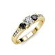 2 - Jamille Black and White Diamond Three Stone with Side Diamond Ring 