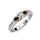 2 - Jamille Diamond and Smoky Quartz Three Stone Engagement Ring 