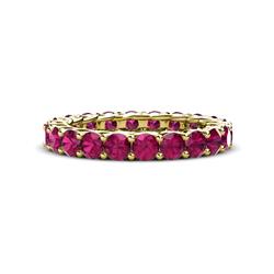Lucida Round Rhodolite Garnet U Prong Eternity Band Rhodolite Garnet Gallery Womens Eternity Band ctw K Yellow Gold