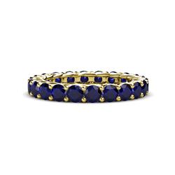Lucida Round Blue Sapphire U Prong Eternity Band Blue Sapphire Gallery Womens Eternity Band ctw K Yellow Gold