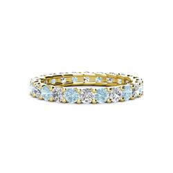 Laida Aquamarine and Diamond Eternity Band Aquamarine and Diamond ctw Womens Eternity Ring Stackable K Yellow Gold
