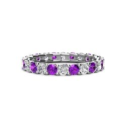 Laida Amethyst and Diamond Eternity Band Amethyst and Diamond ctw Womens Eternity Ring Stackable Platinum