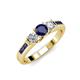 3 - Jamille Blue Sapphire and Diamond Three Stone with Side Blue Sapphire Ring 