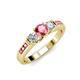 3 - Jamille Pink Tourmaline and Diamond Three Stone with Side Pink Tourmaline Ring 
