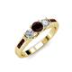 3 - Jamille Red Garnet and Diamond Three Stone with Side Red Garnet Ring 