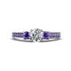 1 - Valene Diamond and Iolite Three Stone with Side Iolite Ring 