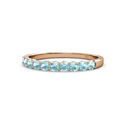 Clara Aquamarine Stone Wedding Band Aquamarine Stone Womens Wedding Band Stackable ctw K Rose Gold