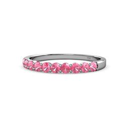 Clara Pink Tourmaline Stone Wedding Band Pink Tourmaline Stone Womens Wedding Band Stackable ctw K White Gold