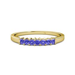 Evia ctw Tanzanite Seven Stone Wedding Band ctw Princess Shape Tanzanite Wedding Band Using Prong Setting in K Yellow Gold 