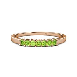Evia ctw Peridot Seven Stone Wedding Band ctw Princess Shape Peridot Wedding Band Using Prong Setting in K Rose Gold 