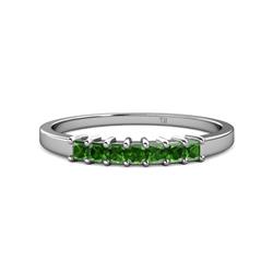Evia ctw Green Garnet Seven Stone Wedding Band ctw Princess Shape Green Garnet Wedding Band Using Prong Setting in Platinum 