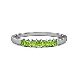 Evia ctw Peridot Seven Stone Wedding Band ctw Princess Shape Peridot Wedding Band Using Prong Setting in Platinum 
