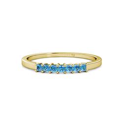 Evia ctw Blue Topaz Seven Stone Wedding Band ctw Princess Shape Blue Topaz Wedding Band Using Prong Setting in K Yellow Gold 