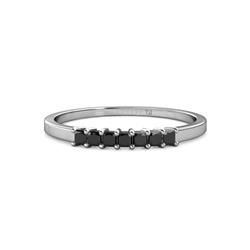 Evia ctw Black Diamond Seven Stone Wedding Band ctw Princess Shape Black Diamond Wedding Band Using Prong Setting in K White Gold 
