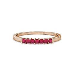Evia ctw Ruby Seven Stone Wedding Band ctw Princess Shape Ruby Wedding Band Using Prong Setting in K Rose Gold 