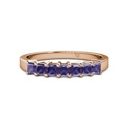 Evia ctw Iolite Seven Stone Wedding Band ctw Princess Shape Iolite Wedding Band Using Prong Setting in K Rose Gold 