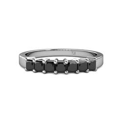 Evia ctw Black Diamond Seven Stone Wedding Band ctw Princess Shape Black Diamond Wedding Band Using Prong Setting in K White Gold 