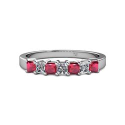 Evia Ruby and Diamond Wedding Band Ruby and Diamond SI SI G H Stone Wedding Band Carat tw in K White Gold