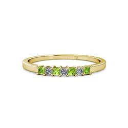 Evia Princess Cut Peridot and Diamond Stone Wedding Band Princess Cut Peridot and Diamond Stone Womens Wedding Band Stackable ctw K Yellow Gold