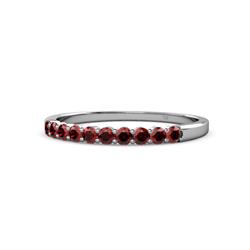 Clara Red Garnet Stone Wedding Band Red Garnet Stone Womens Wedding Band Stackable ctw K White Gold
