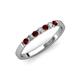 3 - Fiala 2.00 mm Red Garnet and Diamond 7 Stone Wedding Band 