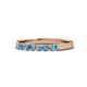 1 - Fiala 2.40 mm Blue Topaz and Diamond 7 Stone Wedding Band 