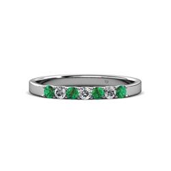 Fiala Emerald and Diamond Stone Wedding Band Emerald and Diamond Stone Womens Wedding Band Stackable ctw K White Gold