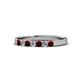 1 - Fiala 2.40 mm Red Garnet and Diamond 7 Stone Wedding Band 