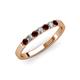 3 - Fiala 2.40 mm Red Garnet and Diamond 7 Stone Wedding Band 