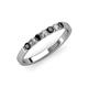 3 - Fiala 2.40 mm Black and White Diamond 7 Stone Wedding Band 