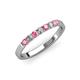 3 - Fiala 2.40 mm Pink Tourmaline and Diamond 7 Stone Wedding Band 