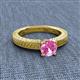 2 - Kaelan 6.00 mm Round Lab Created Pink Sapphire Solitaire Engagement Ring 