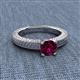 2 - Kaelan 6.50 mm Round Rhodolite Garnet Solitaire Engagement Ring 